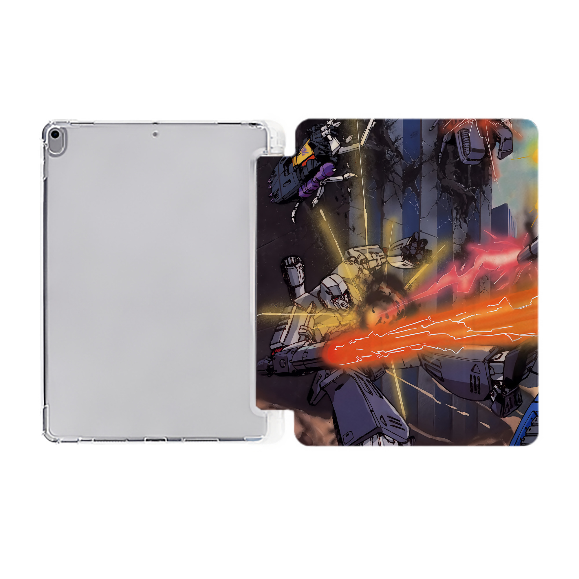（画像用） Transformers トランスフォーマー IPad ケース ペン収納付き 三つ折りスタンド PUレザー×シリコン 対応機種9.5/10.5/10.9インチ